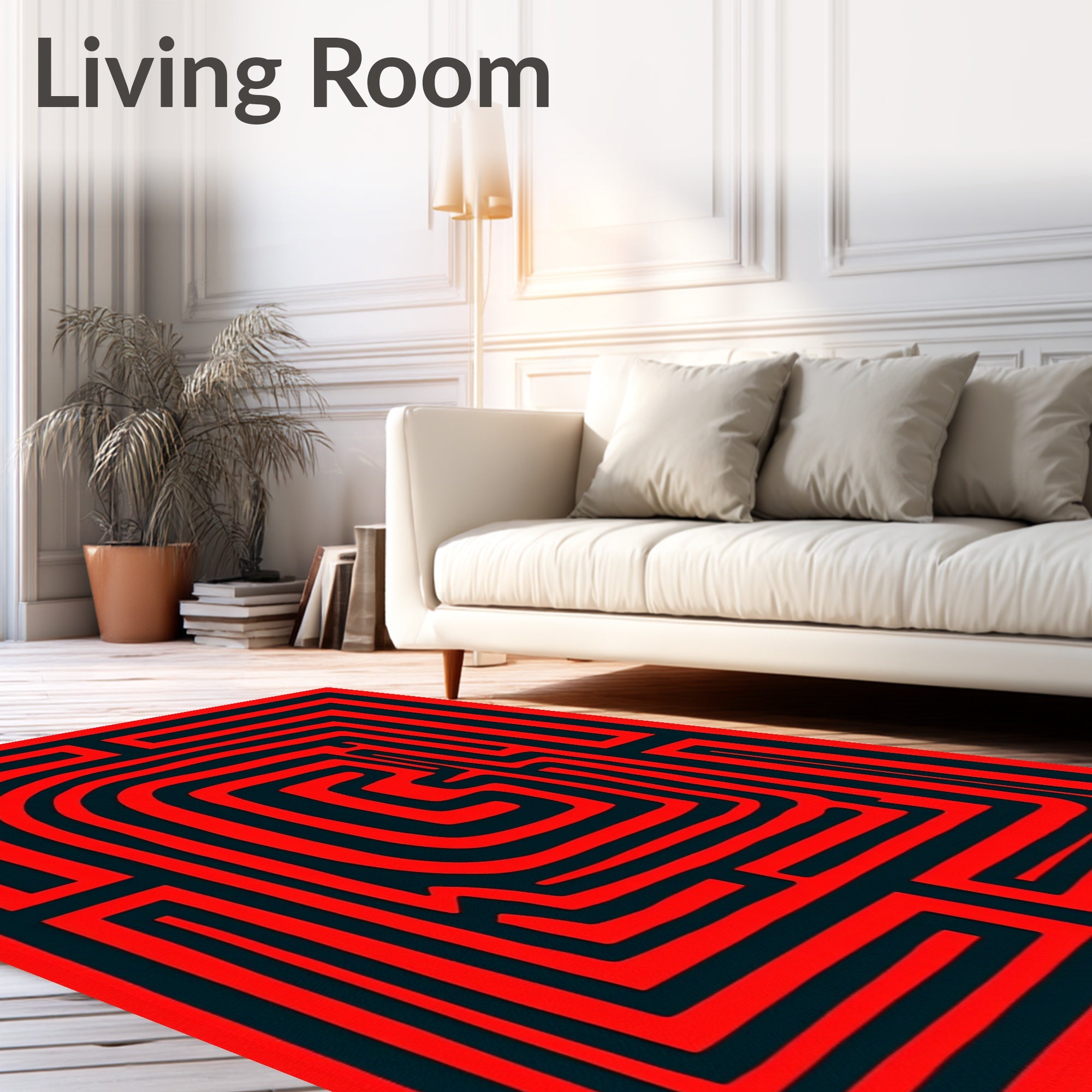 Bold Red Maze Runner Figurine Rug