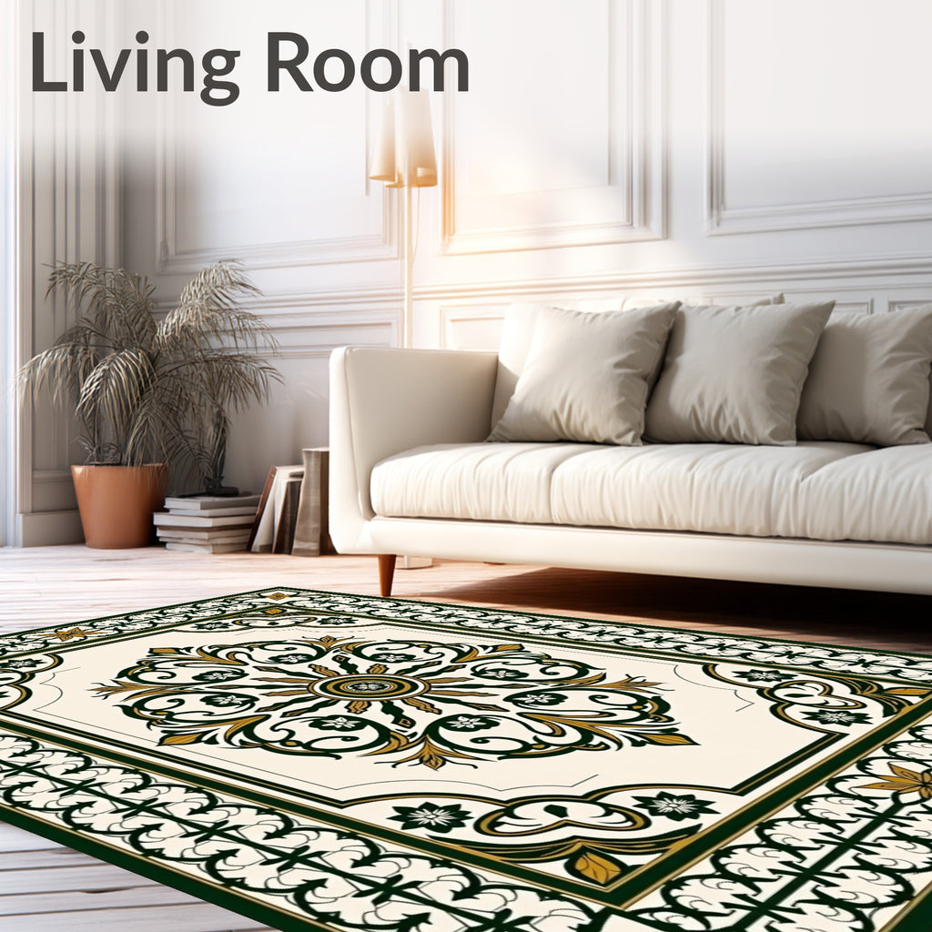 Elegant Cream Floral Sunburst Rug