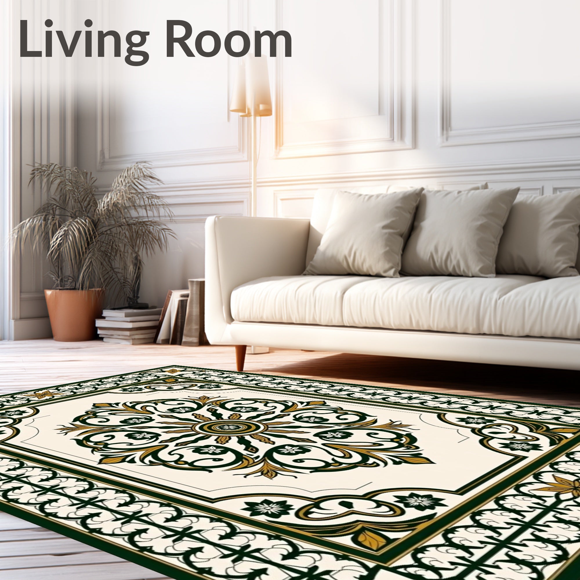 Elegant Cream Floral Sunburst Rug
