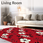 Crimson Floral Vines Delight Rug