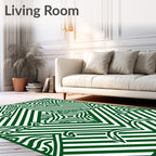 Emerald Green Abstract Geometric Stripes Rug