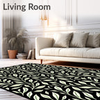 Black Cream Botanical Vine Repeating Rug