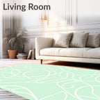 Pale Green White Curved Vine Rug