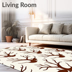 Brown bare trees on cream background Rug