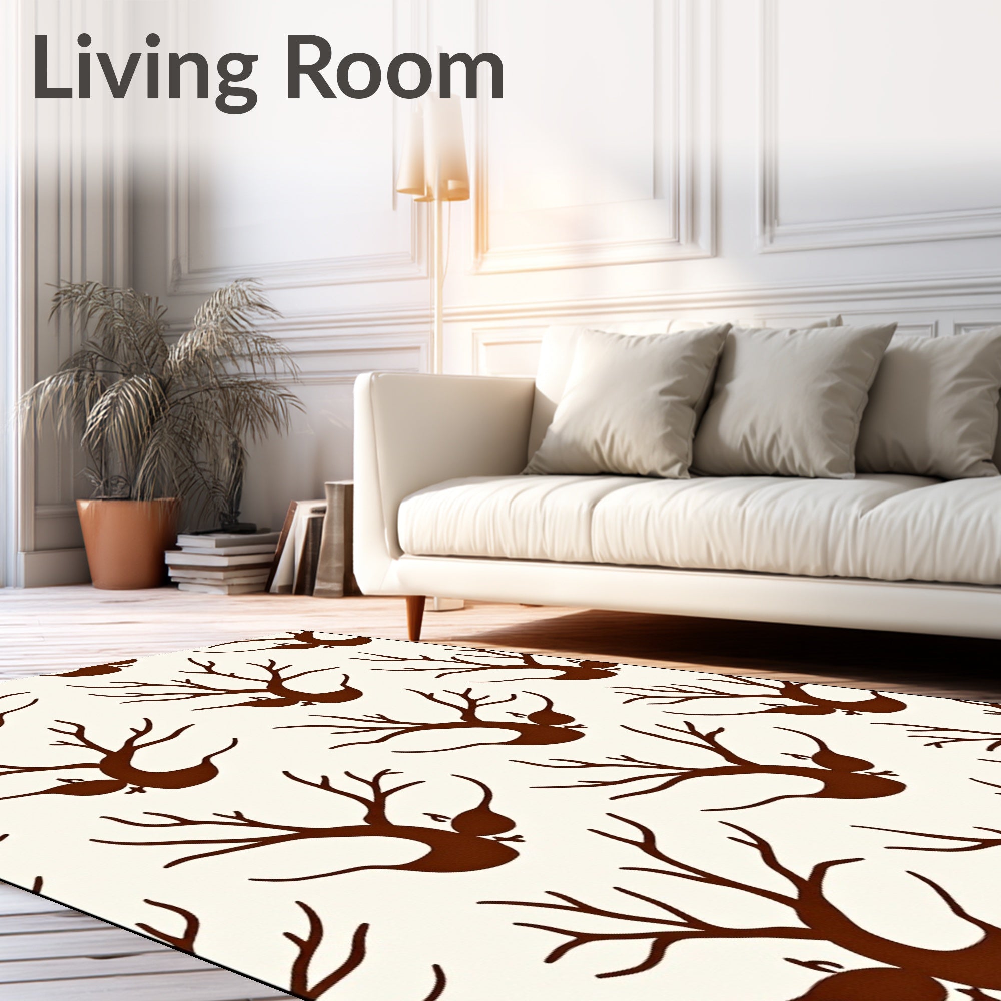 Brown bare trees on cream background Rug