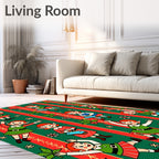 Christmas Elves Red Green Striped Rug