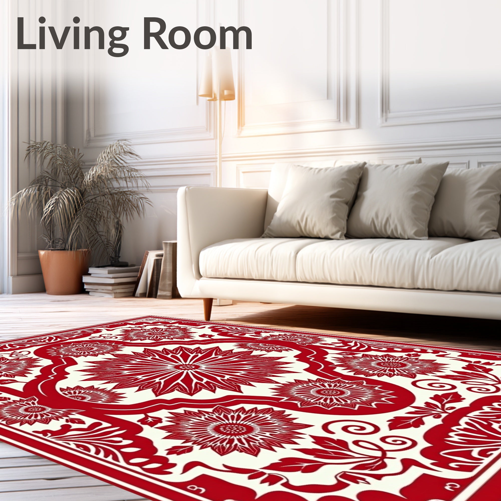 Crimson Petal Symmetry Central Bloom Rug