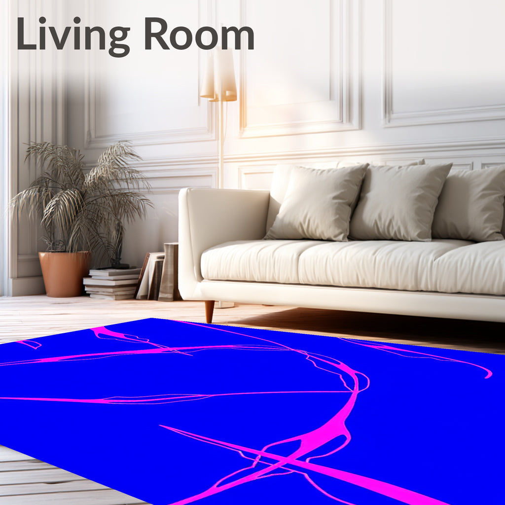 Electric Blue Neon Swirls Rug