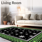 Neon Green Starry Night Sky Rug