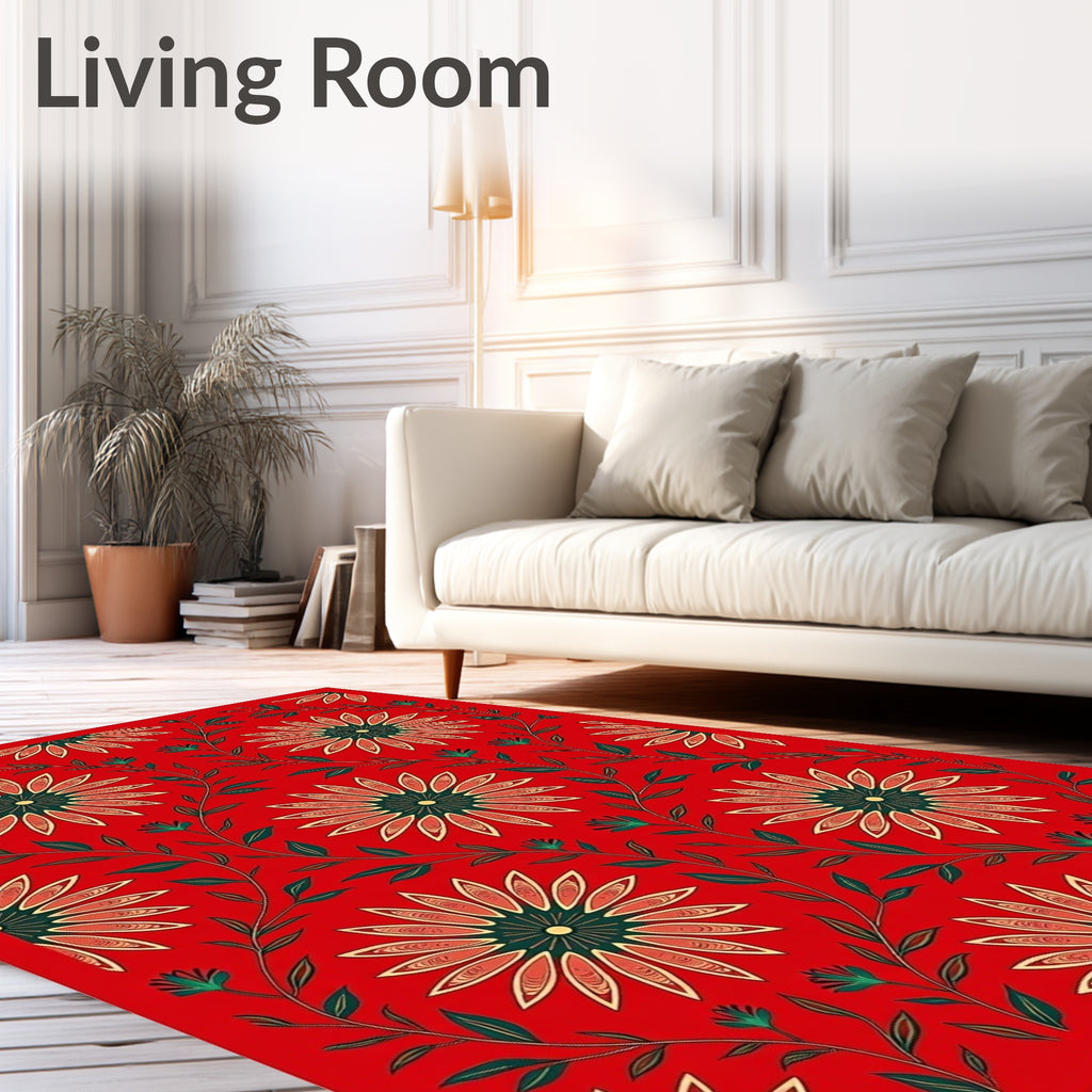 Crimson Garden Floral Medallion Rug