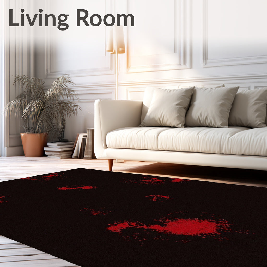 Crimson Splatter Abstract Rug