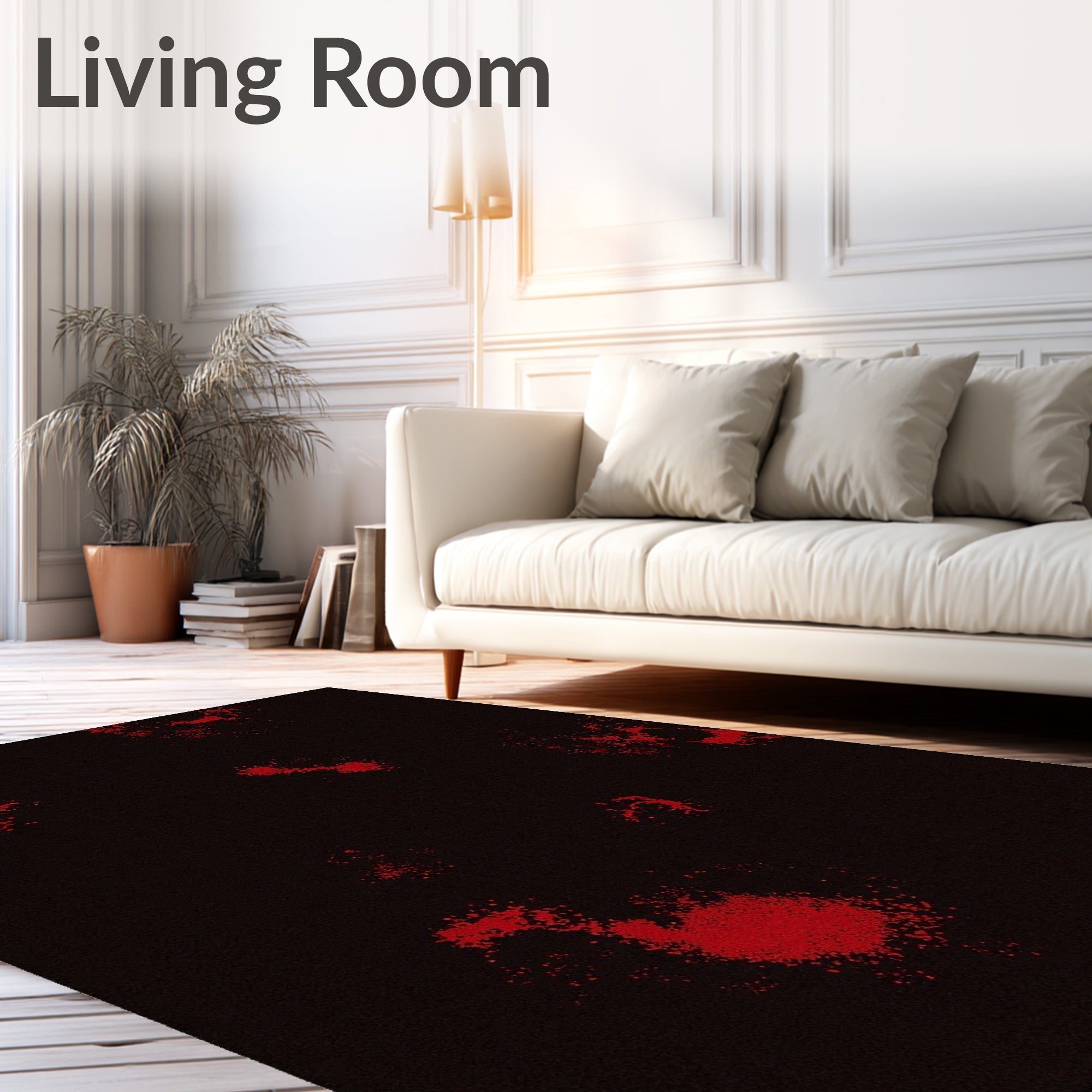 Crimson Splatter Abstract Rug