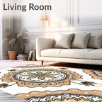 Rustic Cream and Brown Medallion Rug