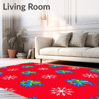 Bright Blue Green Red Snowflakes Rug