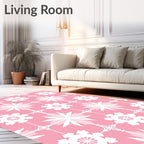 Pink White Starburst Geometric Repeat Rug