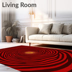 Crimson Yellow Swirl Vortex Rug