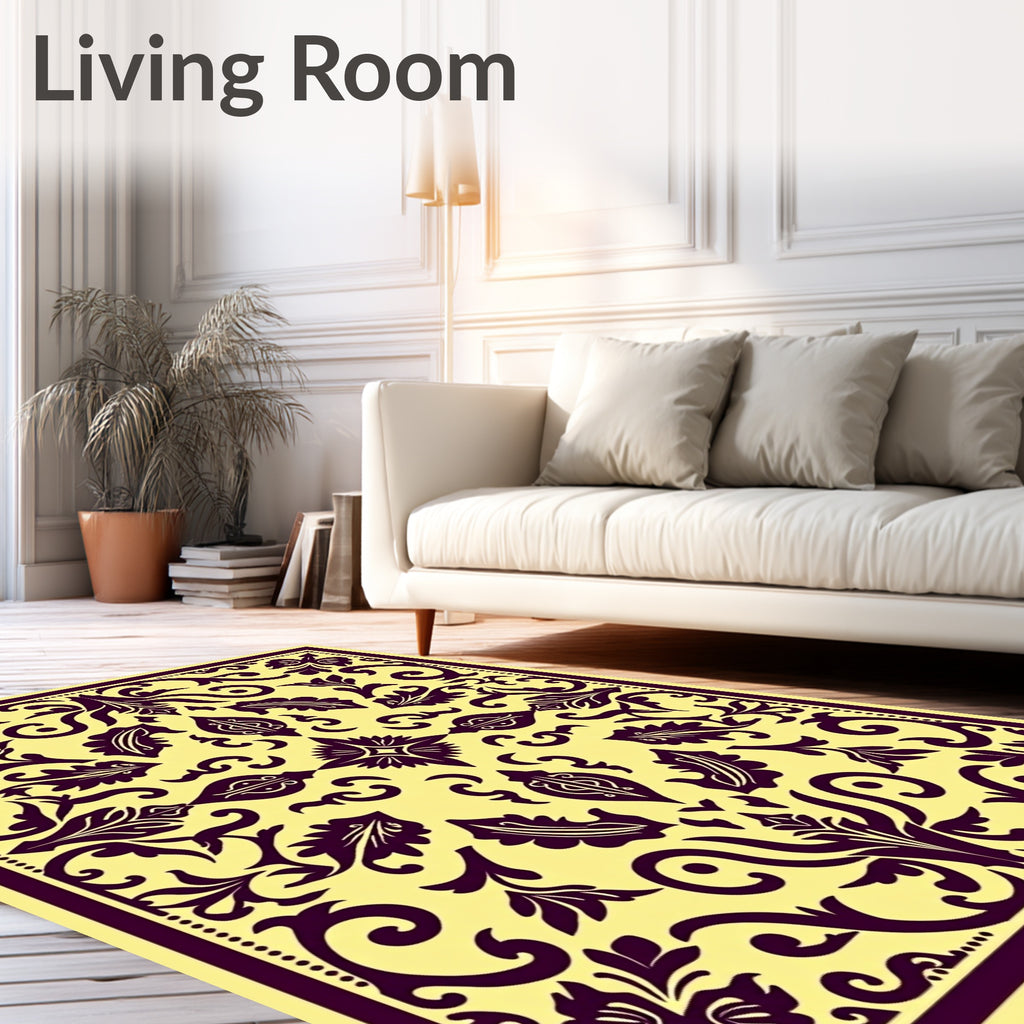 Rich Plum Floral Scroll Medallion Rug