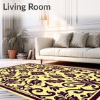 Rich Plum Floral Scroll Medallion Rug