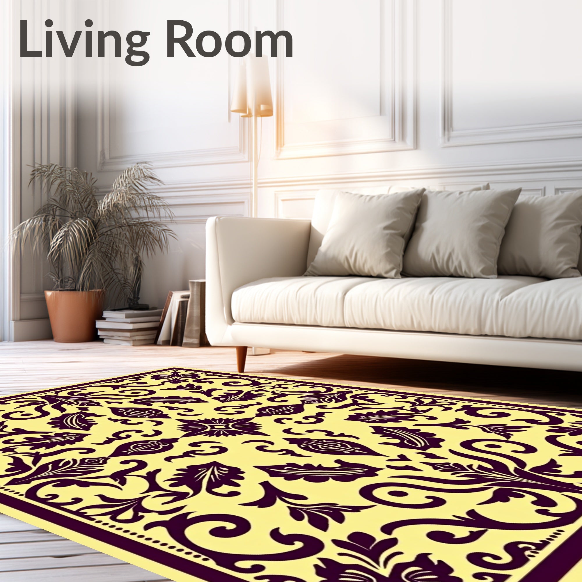 Rich Plum Floral Scroll Medallion Rug