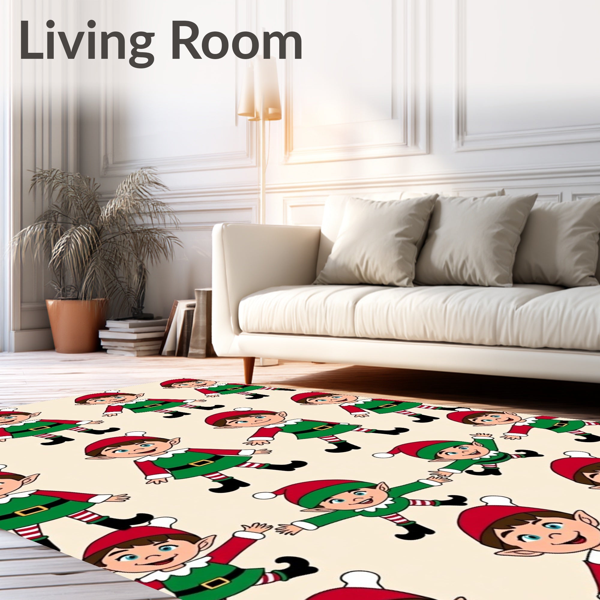 Festive Christmas Elf Repeating Pattern Rug