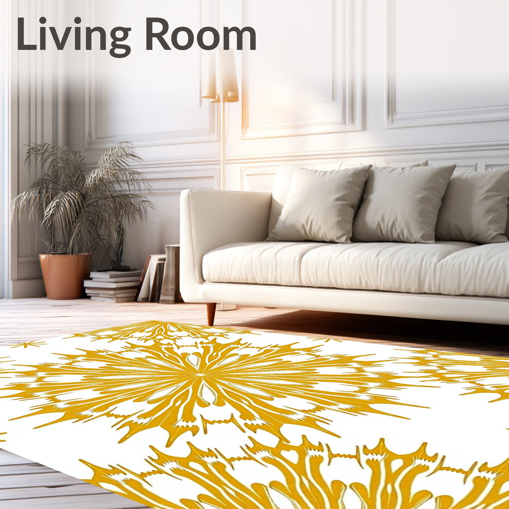 Golden Sunburst Floral Medallion Rug
