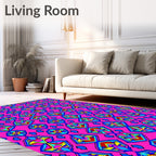Pink Geometric Diamond Floral Collage Rug