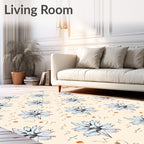 Cream Beige Starburst Floral Accents Rug