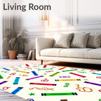 Rainbow Crayons Whimsical Doodle Rug