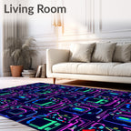 Cyberpunk Neon Circuit Board Abstract Rug