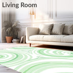 Light Green Swirl Watercolor Abstract Rug
