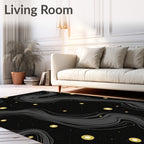 Dark Gray Flowing Stars Medallion Rug