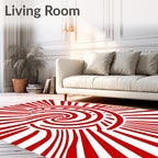 Bold Crimson Swirl Sunburst Rug