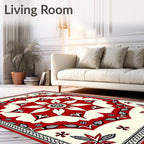 Crimson Medallion Floral Border Rug