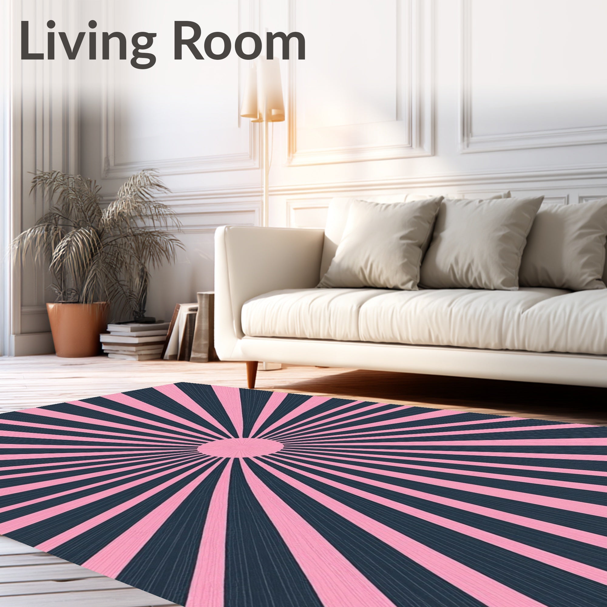 Radiant Pink Navy Sunburst Rug