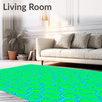 Vibrant Green Hexagonal Geometric Field Rug