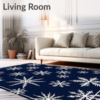 Winter White Snowflakes Navy Rug