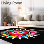 Radial Sunburst Jewel Tone Mandala Rug