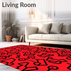 Bold Red Abstract Figures Rug