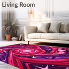 Radiant Pink Purple Starburst Swirl Rug