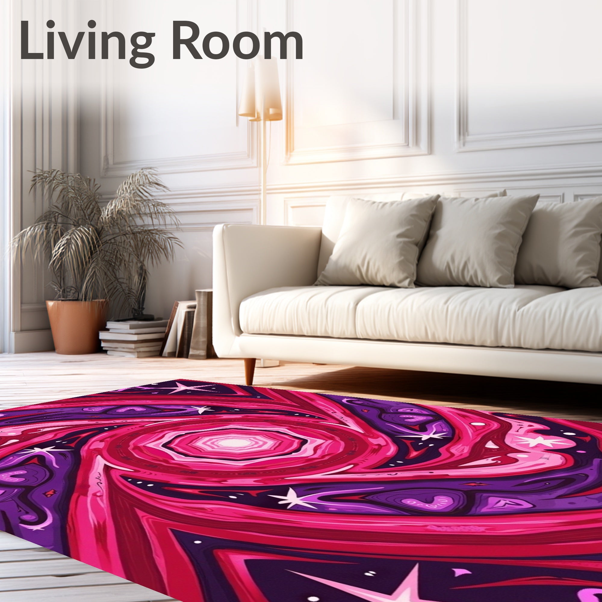 Radiant Pink Purple Starburst Swirl Rug