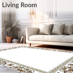Ornate Golden Floral Border Rug