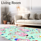 Charming Pink Gnomes Daisy Garland Rug