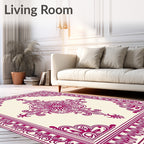 Deep Magenta Floral Sunburst Frame Rug