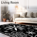 Black White Snowflake Medallion Star Rug
