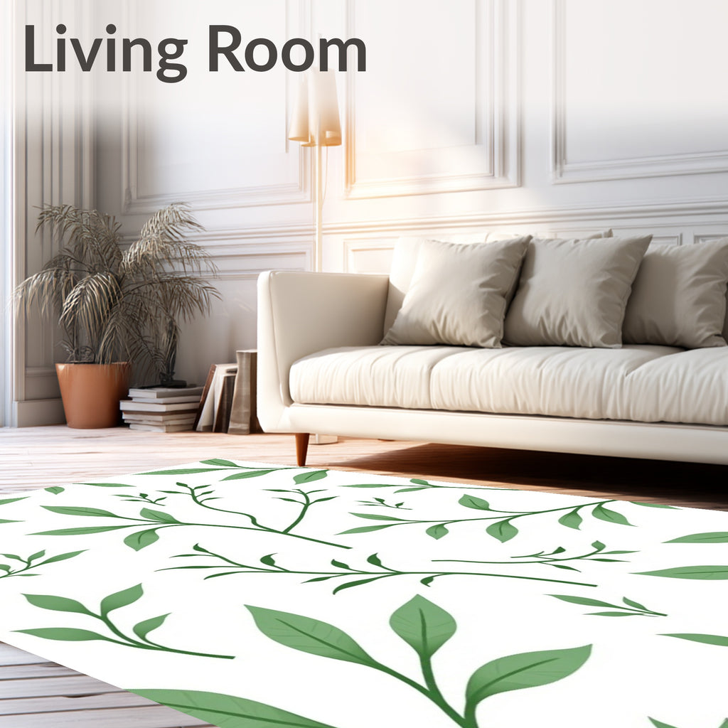 Emerald Green Leafy Vine Art Rug