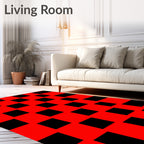 Bold Red Black Gingham Check Rug