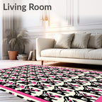Bold Black Pink Abstract Chairs Rug