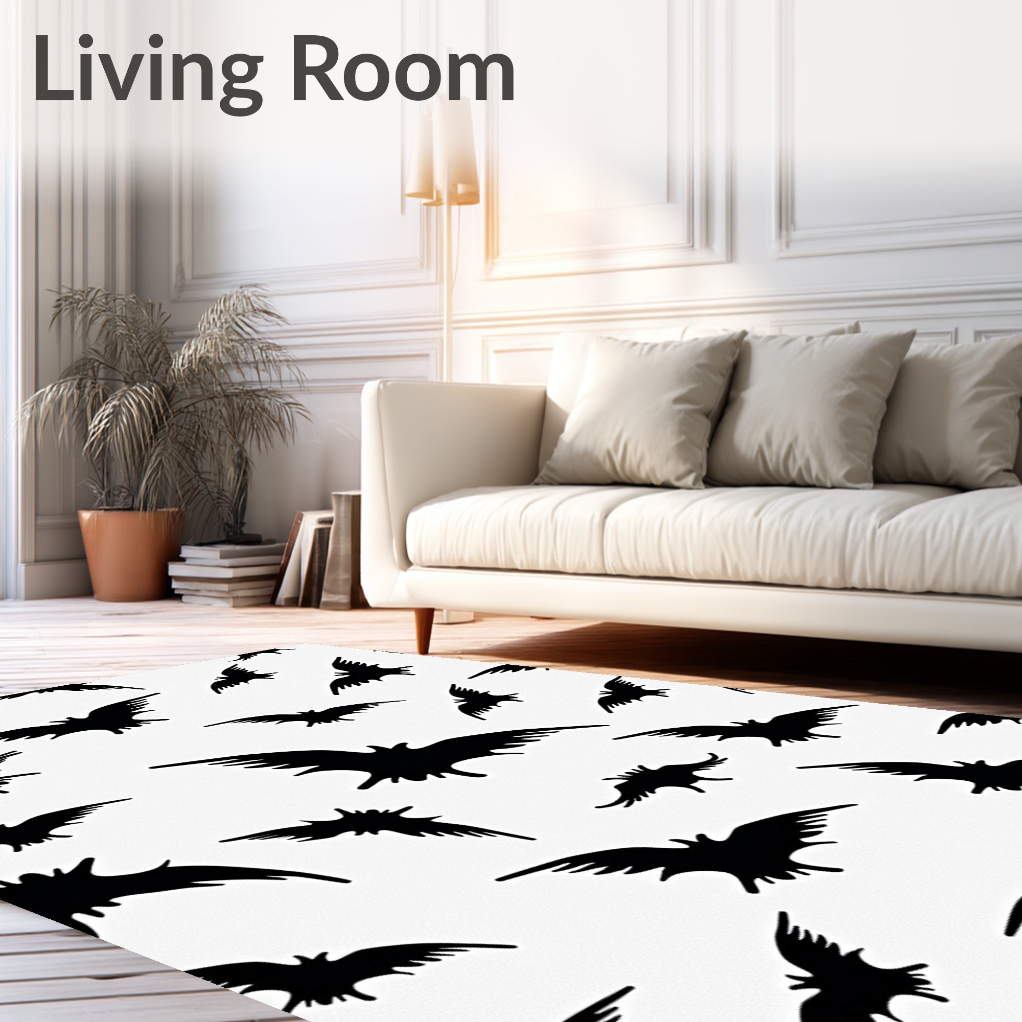 Black Bat Silhouette Scatter Rug