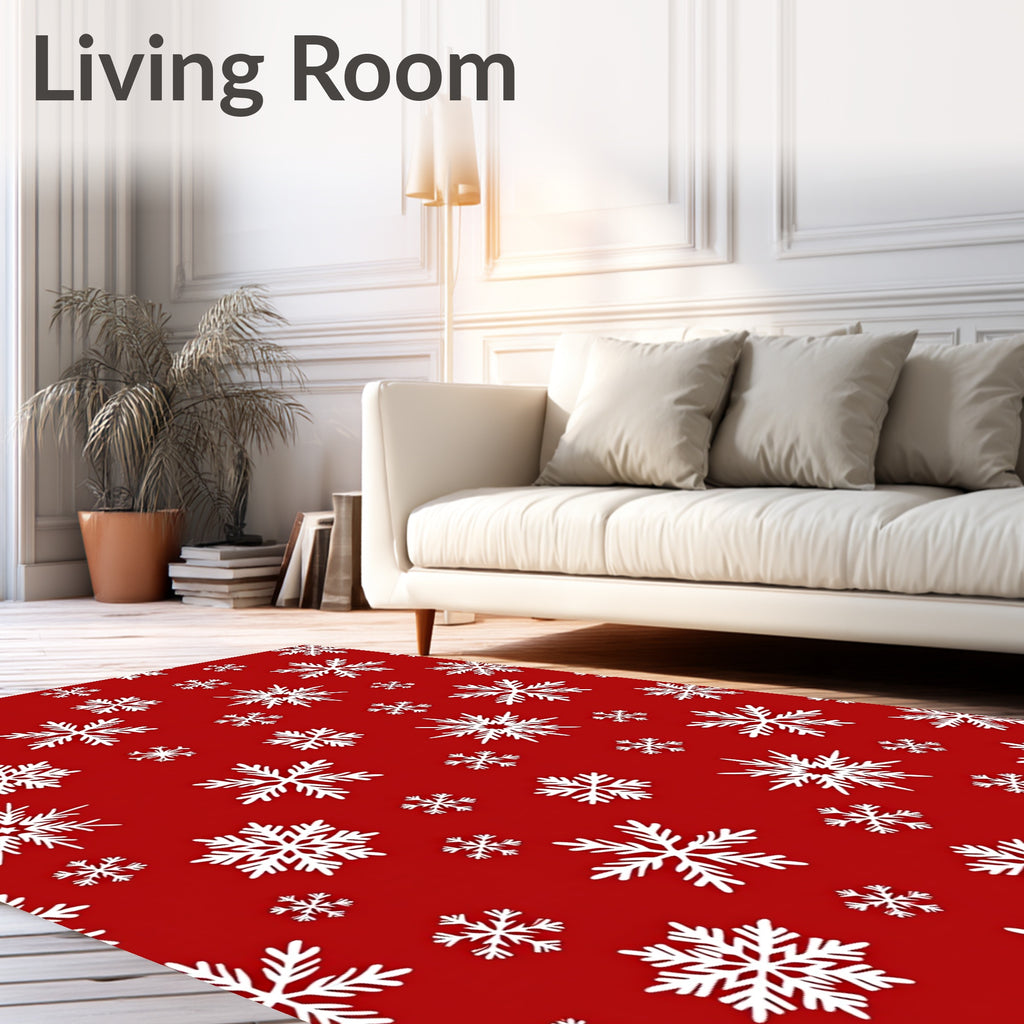 Classic Red White Snowflake Scatter Rug