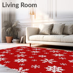 Classic Red White Snowflake Scatter Rug
